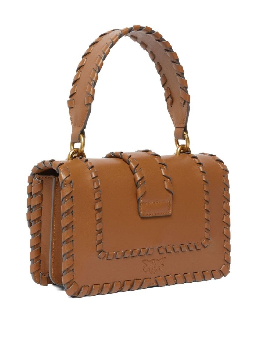Pinko Structured Brown Leather Handbag