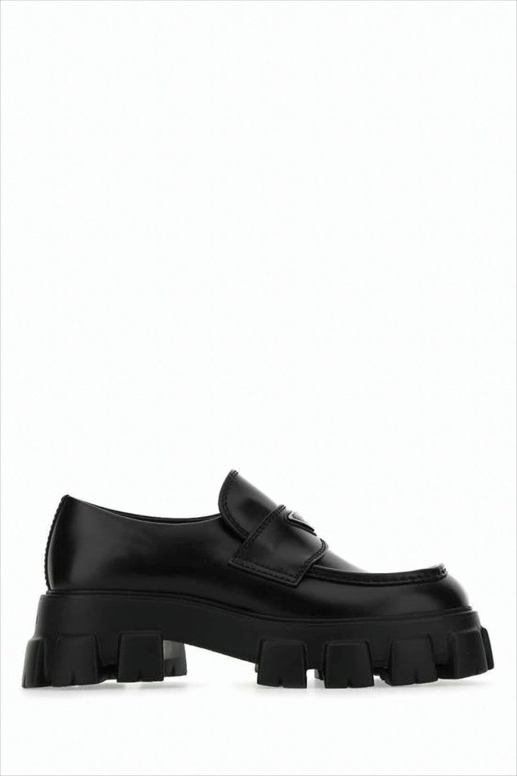 Prada Chunky Sole Black Leather Loafers