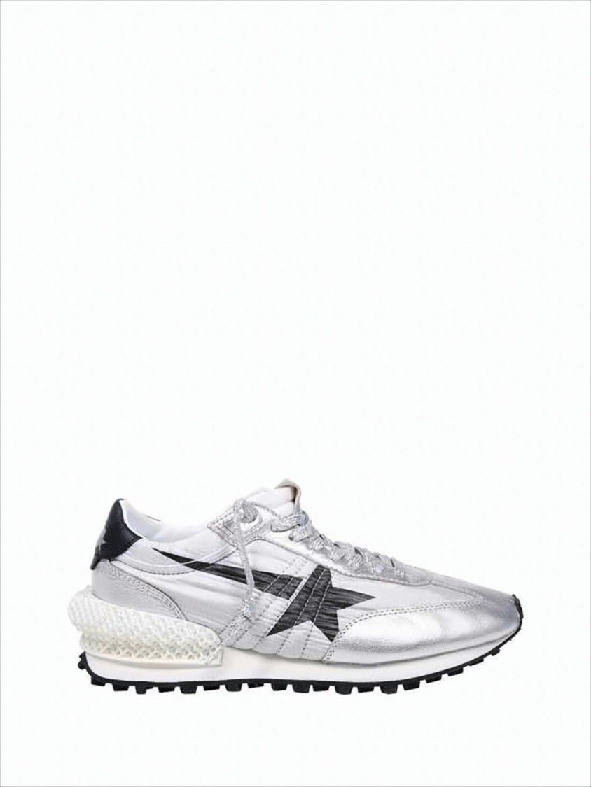 Golden Goose Metallic Silver Sneakers With Black Star Detail