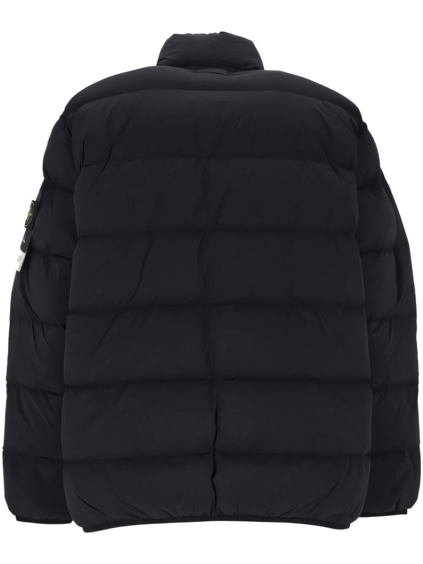 Stone Island Quilted Padded Jacket With High Collar And Zip Closure