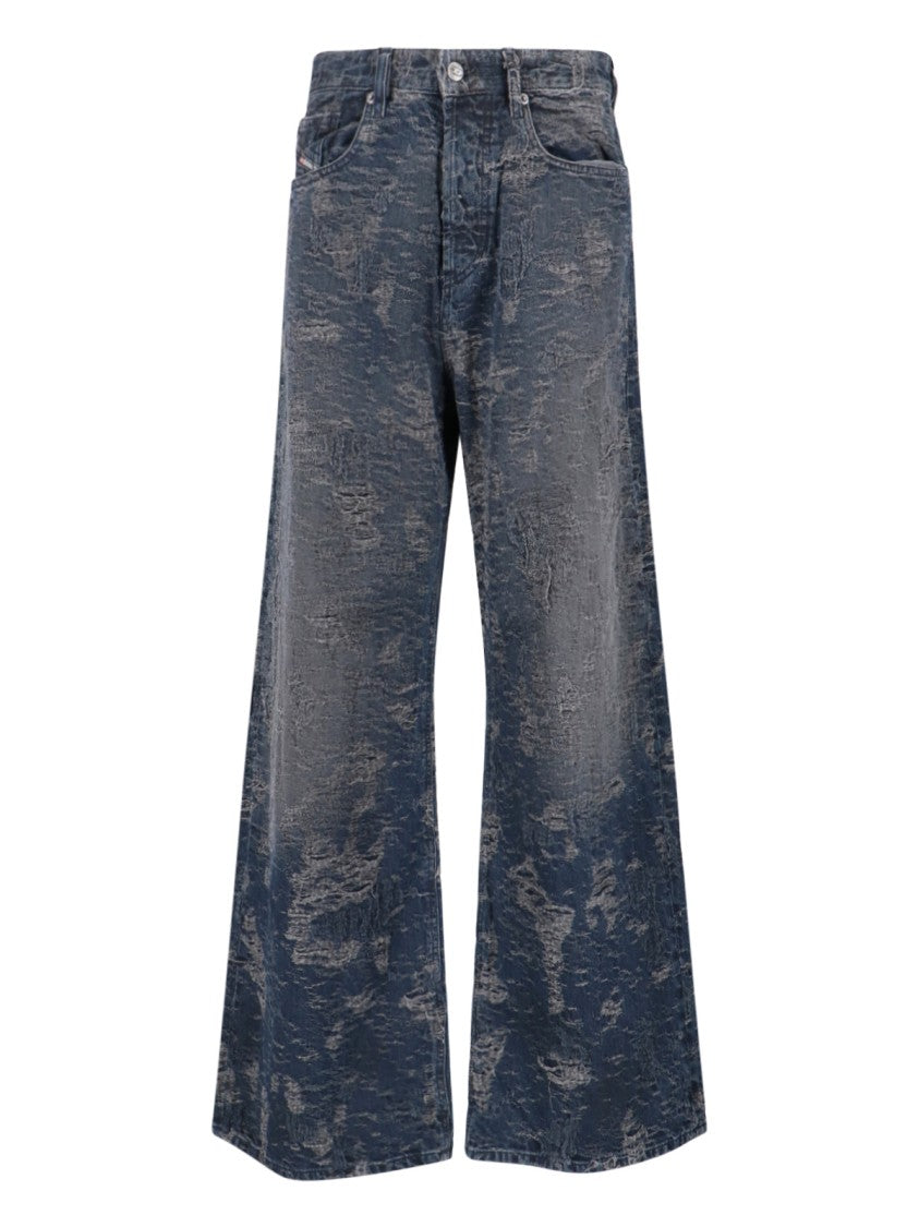 Diesel Wide-Leg Jeans With Distressed Texture