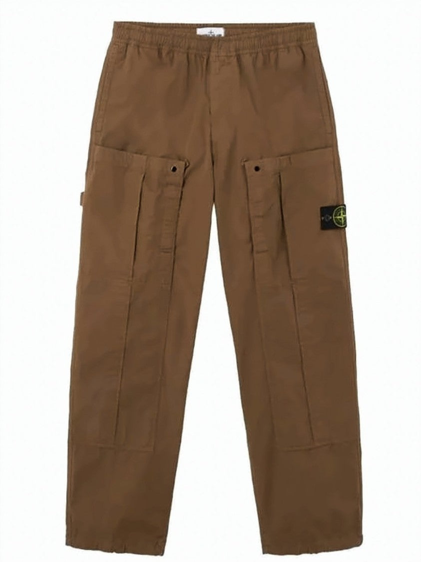 Stone Island Straight Brown Pants With Utility Pockets