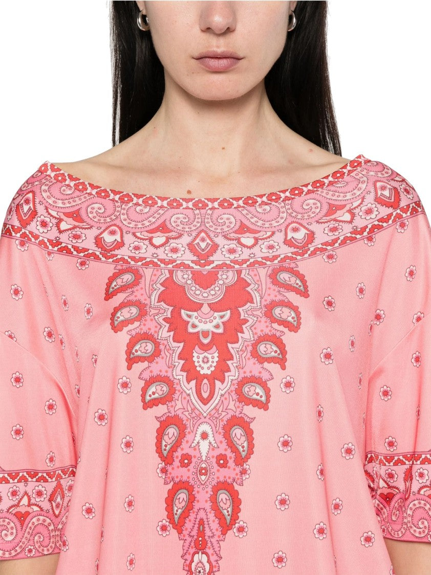 Etro Pastel Rosa Paisley Barca Blusa