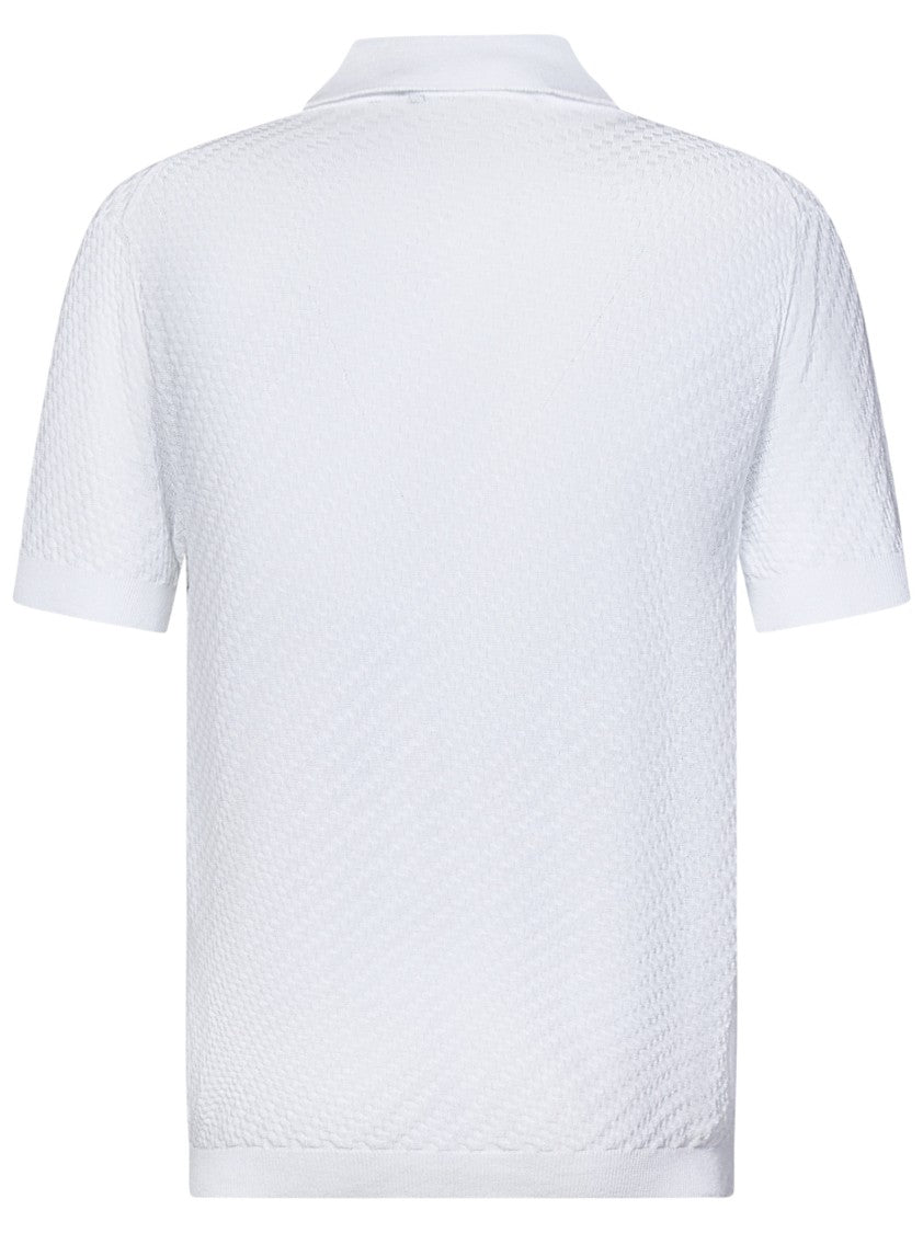 Low Brand Textured Crepe Knit Polo Shirt