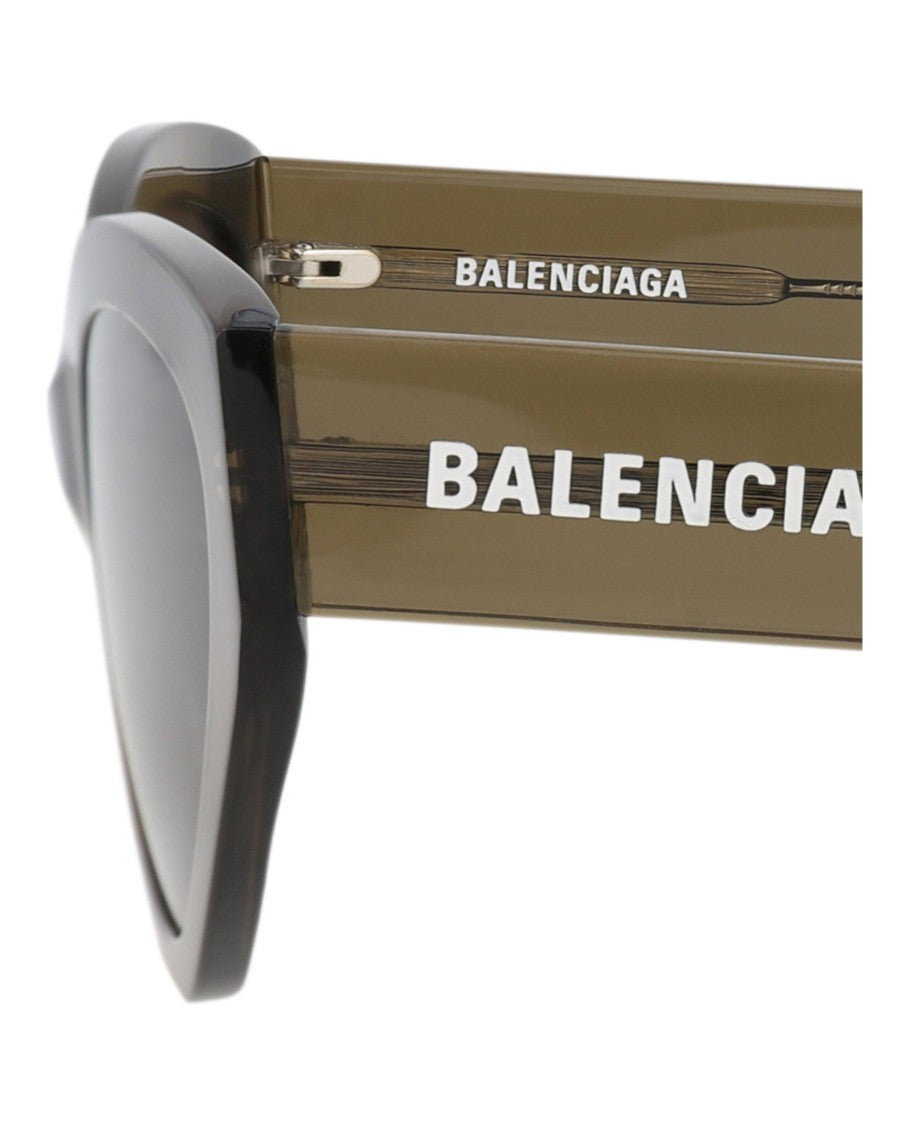 Balenciaga Cat Eye Sunglasses In Translucent Olive Recycled Acetate
