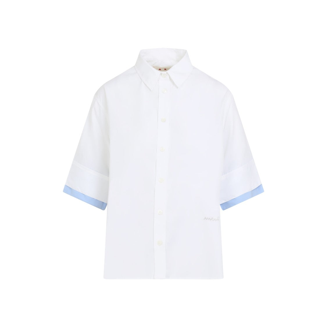 Marni Button-Up White Poplin Shirt With Double-Layer Cuffs