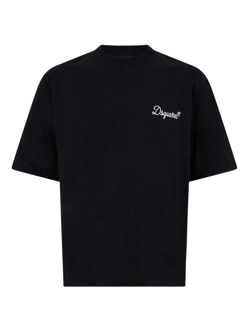 Dsquared2 Black Short-Sleeve Embroidered Logo T-Shirt