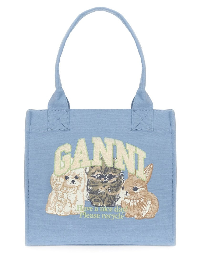 Ganni Large Easy Shopper Pocket Animal Print