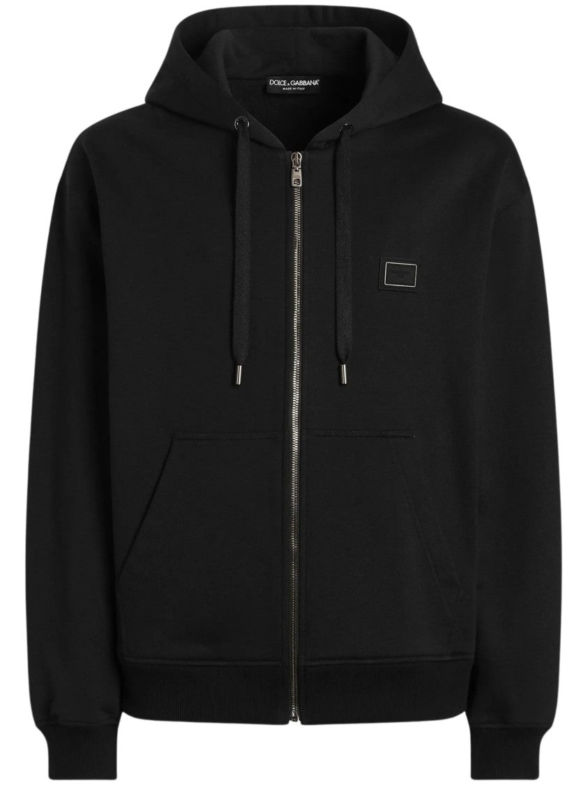 Dolce & Gabbana Zip-Up Hoodie With Drawstring Hood And Kangaroo Pockets