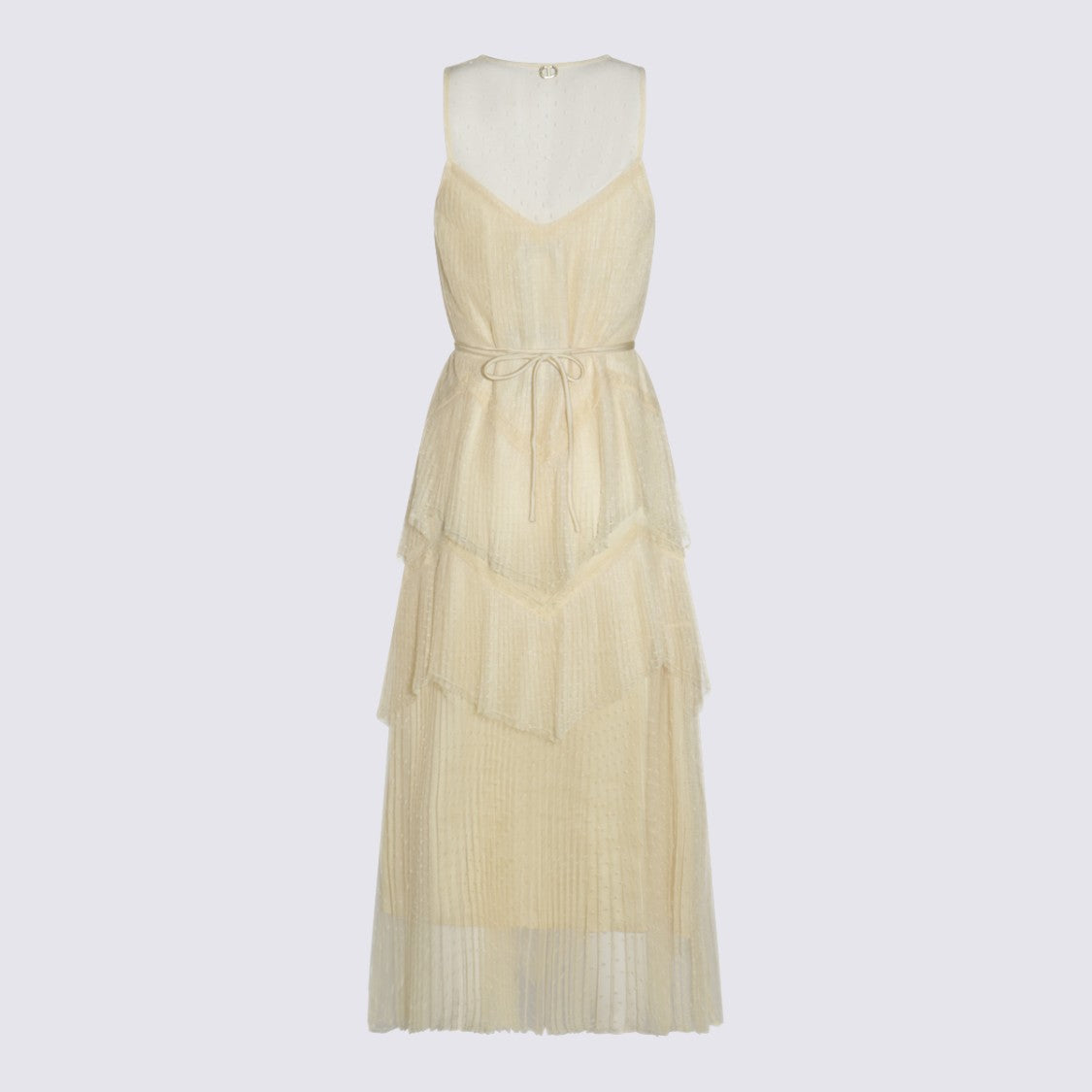 Twin-Set Sleeveless Tiered Maxi Dress With V-Neckline And Fitted Bodice