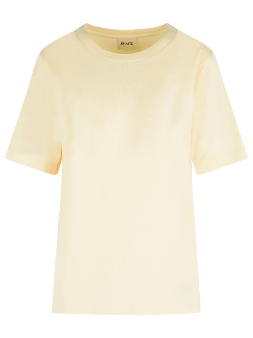Khaite 'Allen' Cream Silk T-Shirt