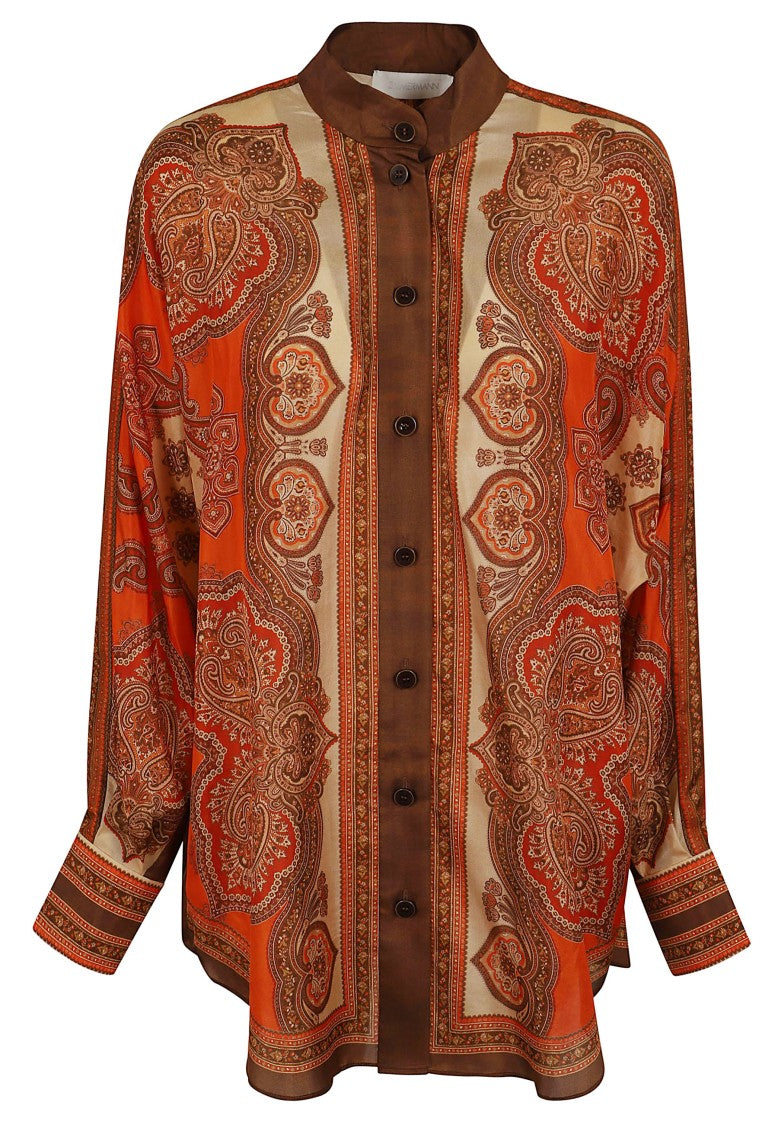 Zimmermann Silk Dolman Shirt With Paisley Print And Structured Cuffs