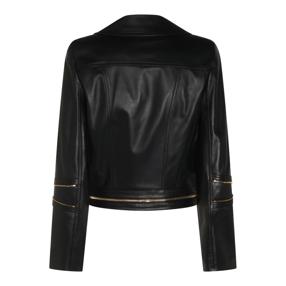 Elisabetta Franchi Sleek Fitted Leather Jacket With Asymmetrical Zipper