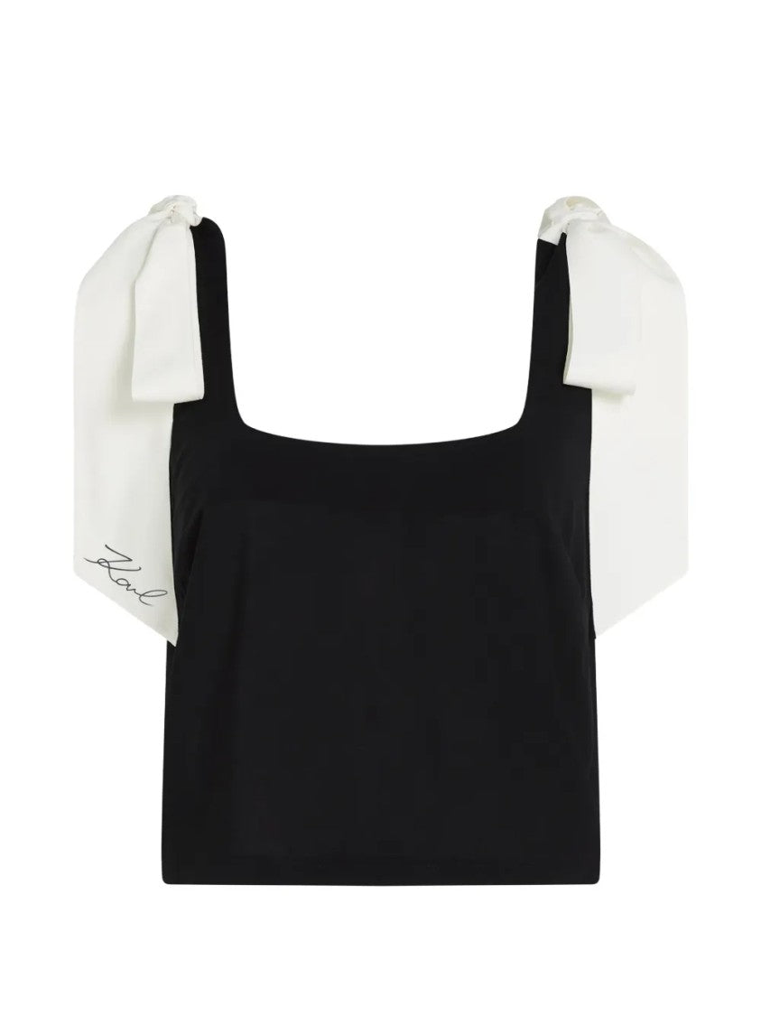 Karl Lagerfeld Cropped Black Top With Square Neckline