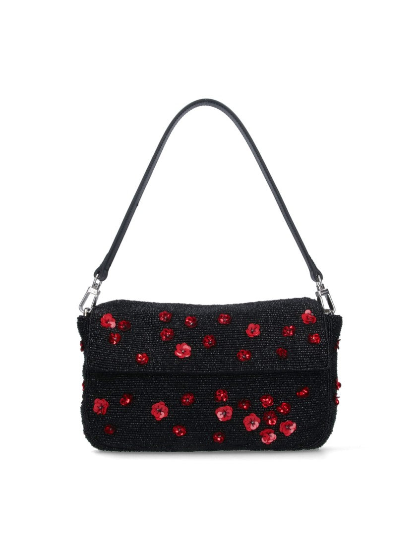 Staud Timmy Poppy' Rhinestone Shoulder Bag – Black