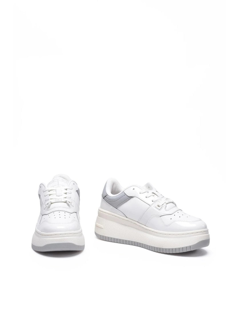 Tommy Jeans White Flatform Patent Sneakers