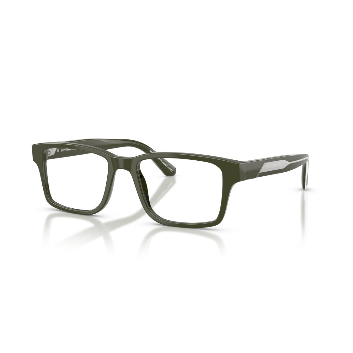 Emporio Armani 0Ea3271 Rectangular Olive Green Eyeglasses With Metallic Accents
