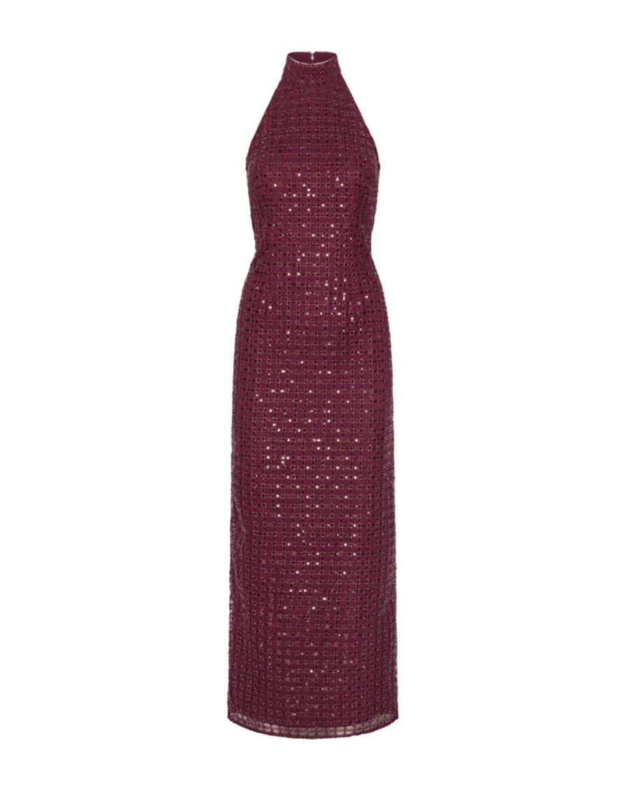 Rotate Intricate Beaded Maxi Dress With Halter Neckline