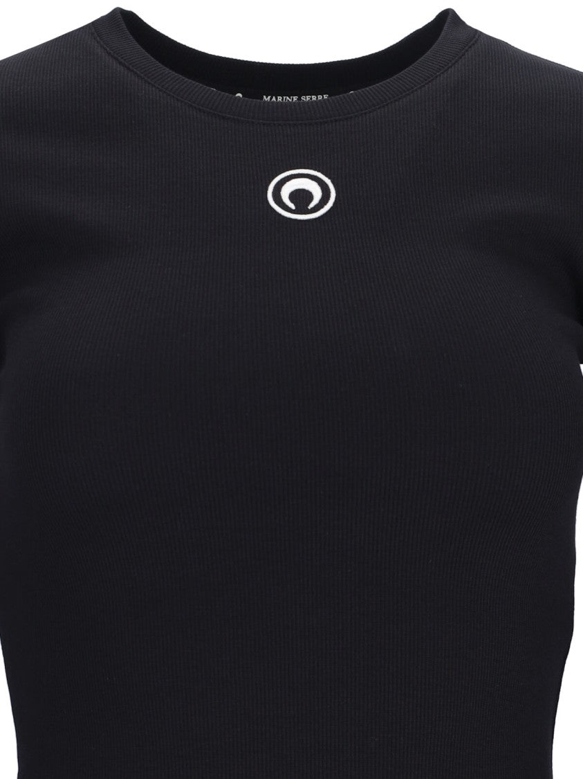 Marine Serre Mini Logo Dress, In Black Cotton