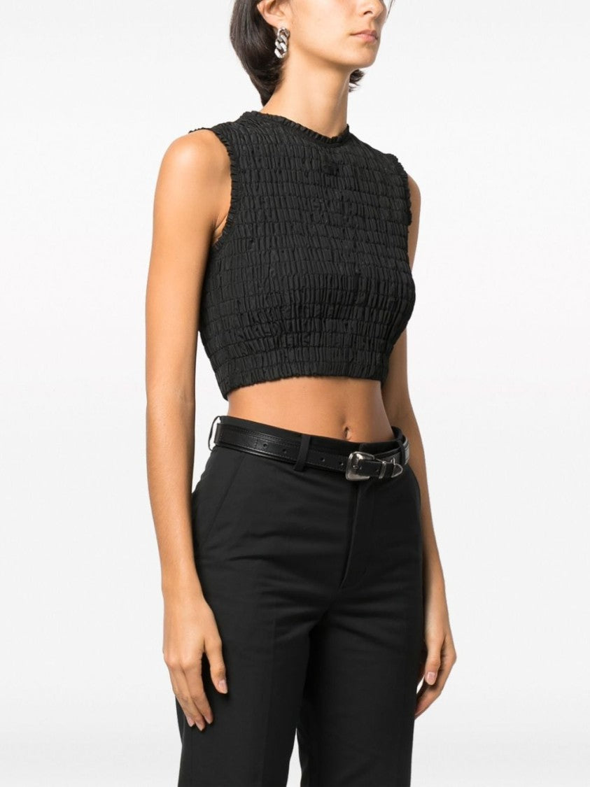 Patou Smocked Black Crop Top