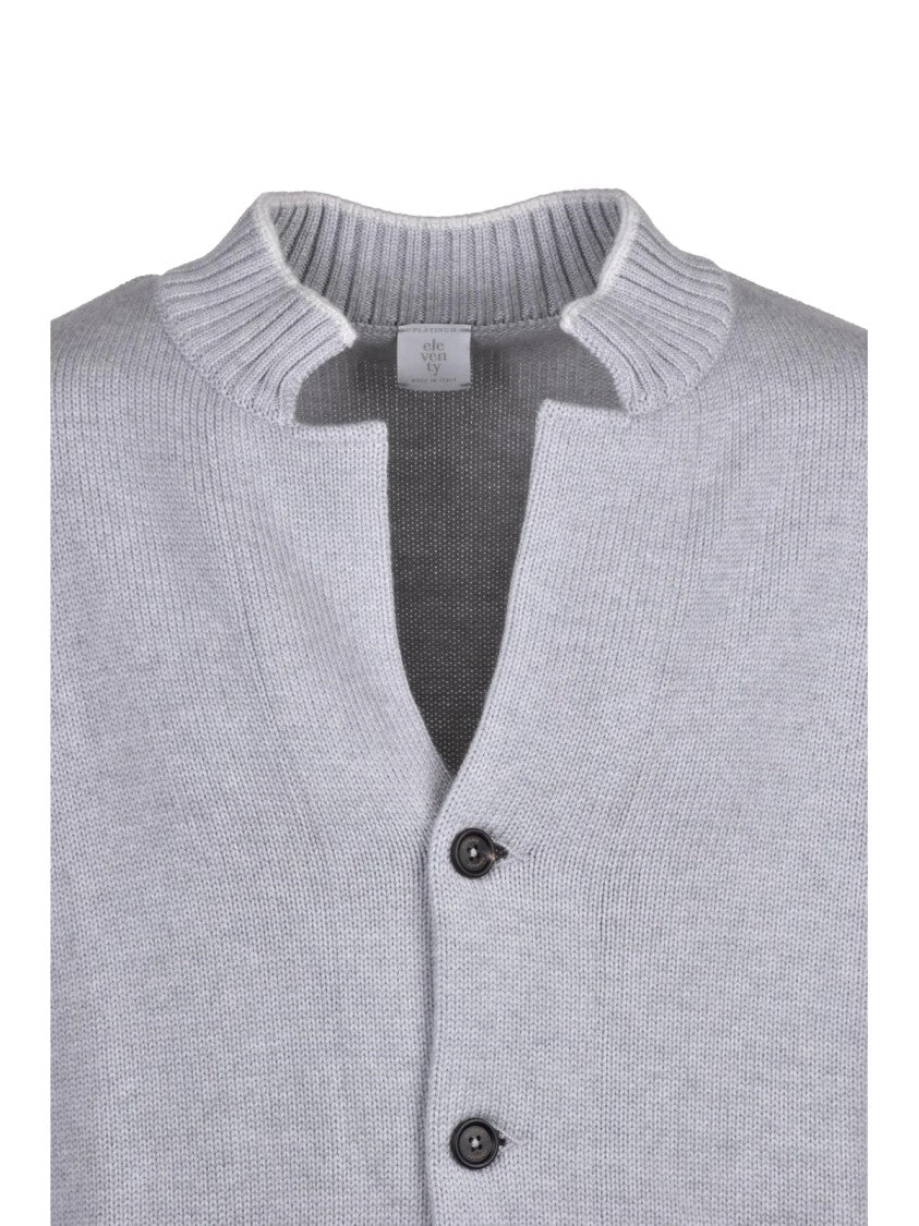 Eleventy Grey Wool Button Cardigan