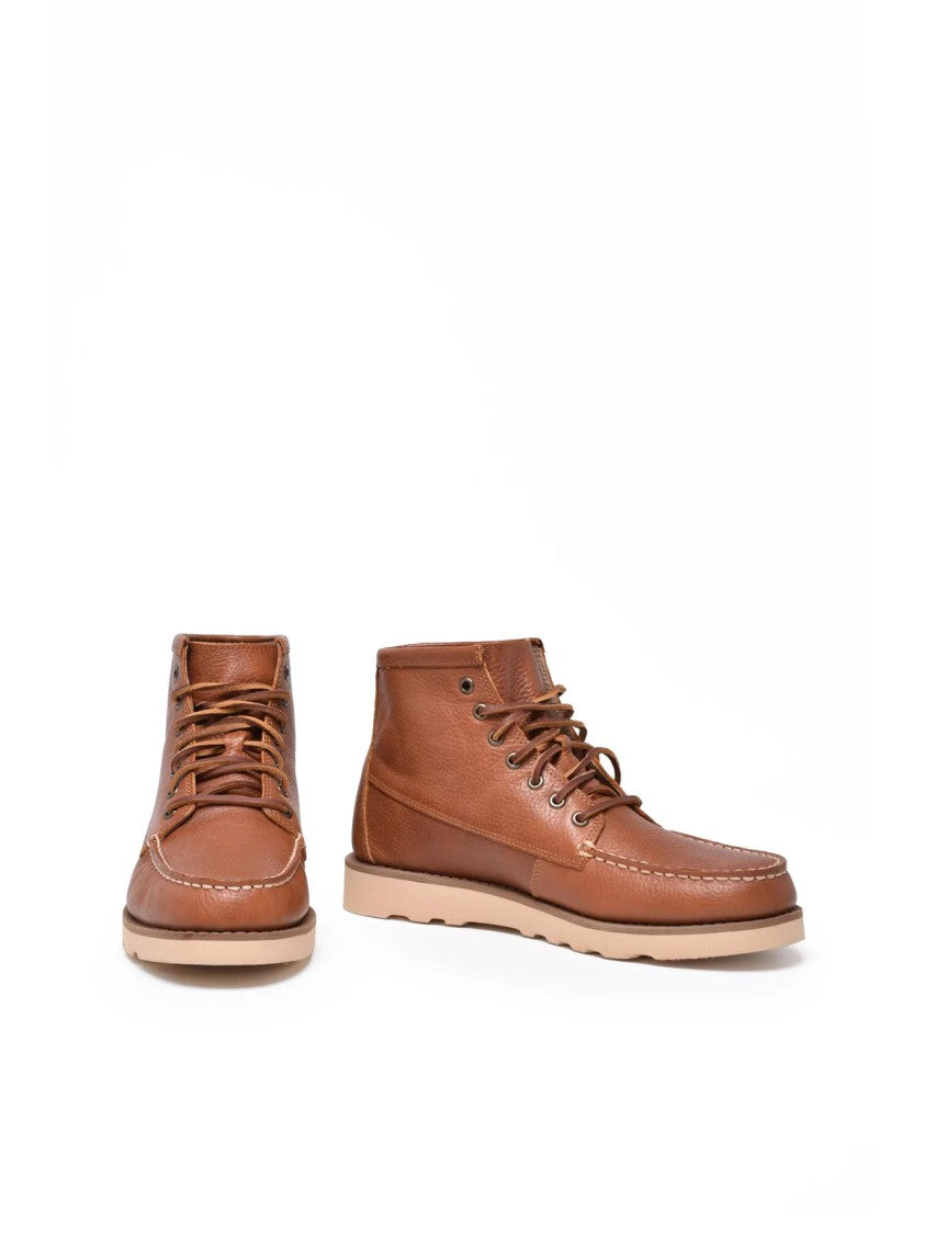 Sebago Beige Leather Moccasin Boots