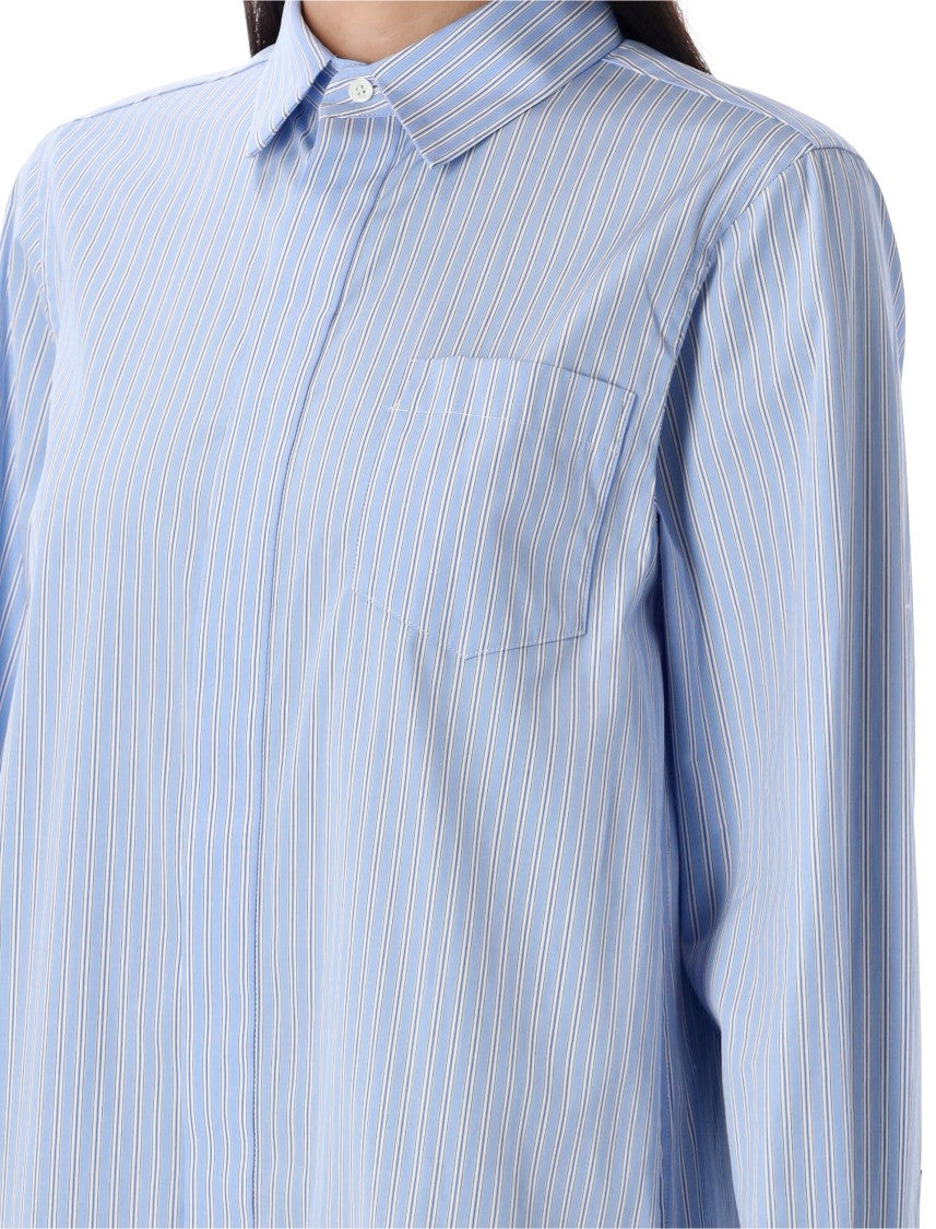 Sacai Frilled Hem Striped Shirt Dress