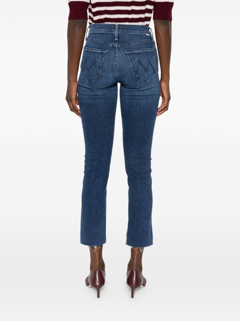 Mother Mid-Rise Cropped Jeans With Raw Hem