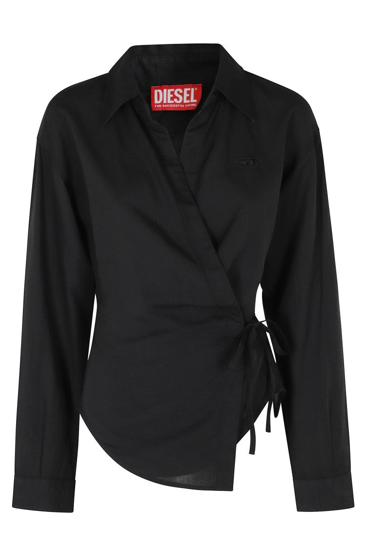 Diesel Black Wrap-Style C Delphos S3 Embroidered Logo Modal-Blend Shirt