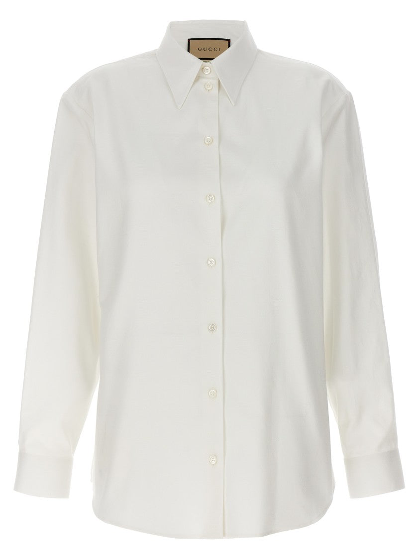 Gucci Tone-On-Tone Logo Oxford Shirt In Cotton