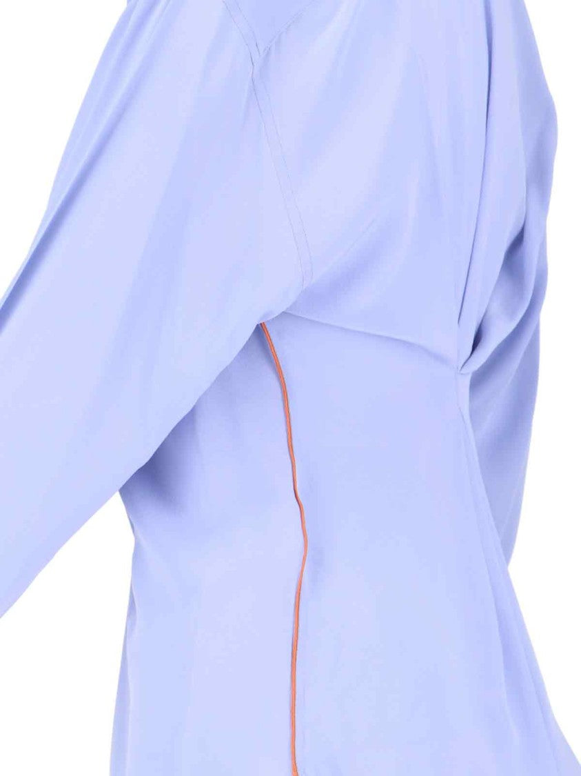 Victoria Beckham Silk Lavallière Shirt Light Blue