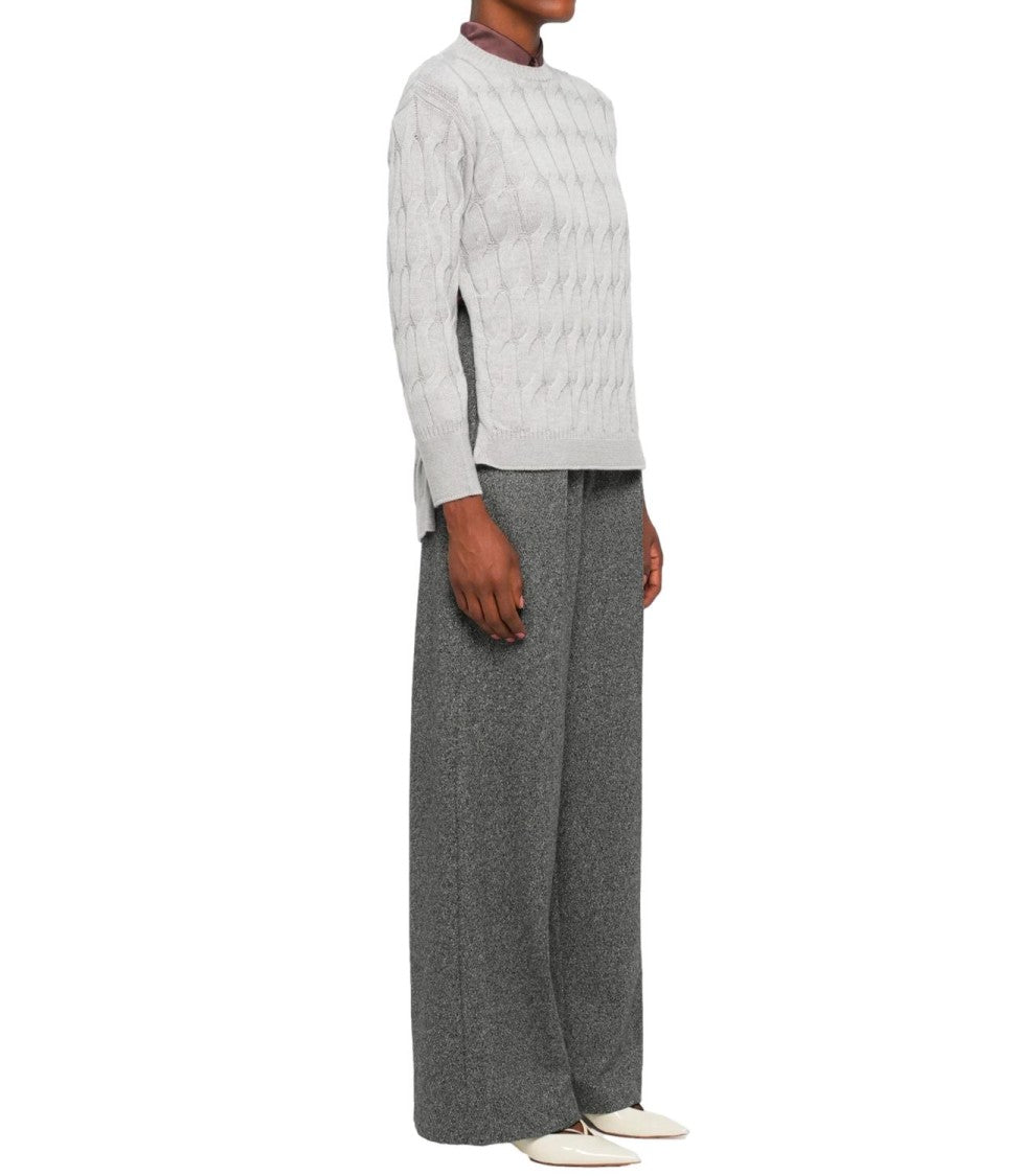 Max Mara Elegant Grey Cable Knit Sweater