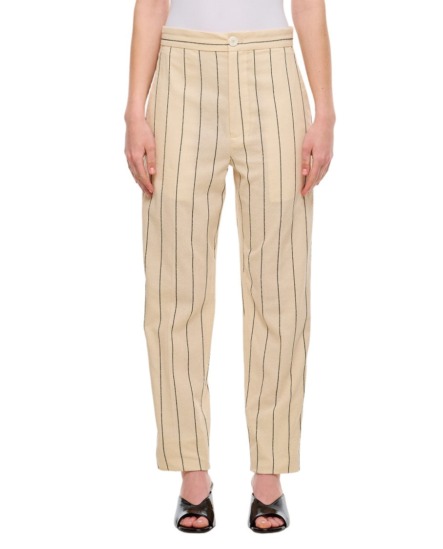 Setchu High-Waisted Origami Pants With Pinstripe Detail And Slit Hem