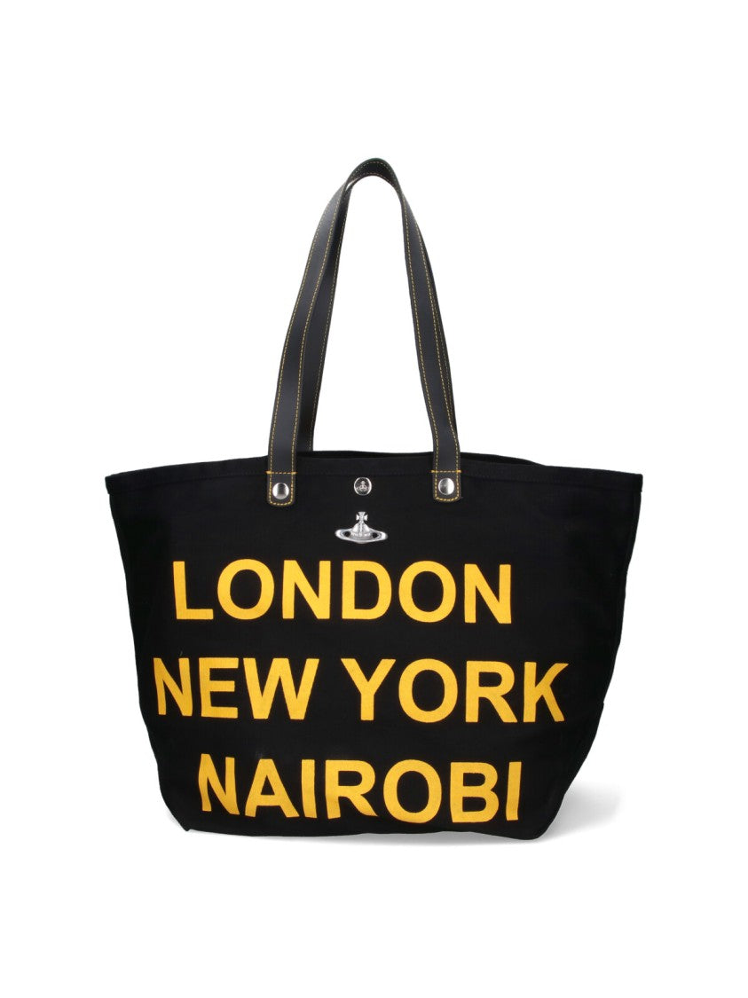 Vivienne Westwood Spacious Black Tote With City Graphic
