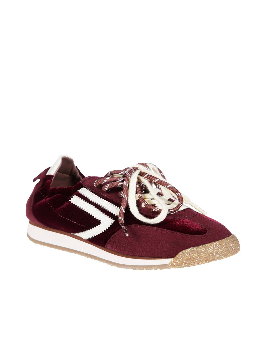 Puraai Burgundy Panther 6.02 Velvet Low-Top Sneakers
