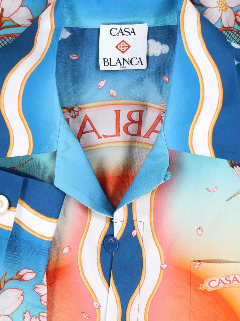 Casablanca "Tennis Club" Shirt – Light Blue And Multicolor