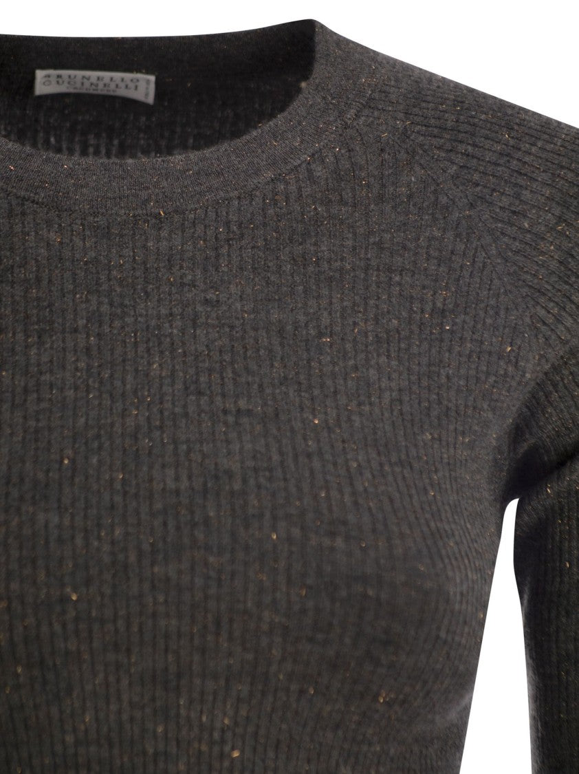 Brunello Cucinelli Sparkling Ribbed Cashmere Sweater