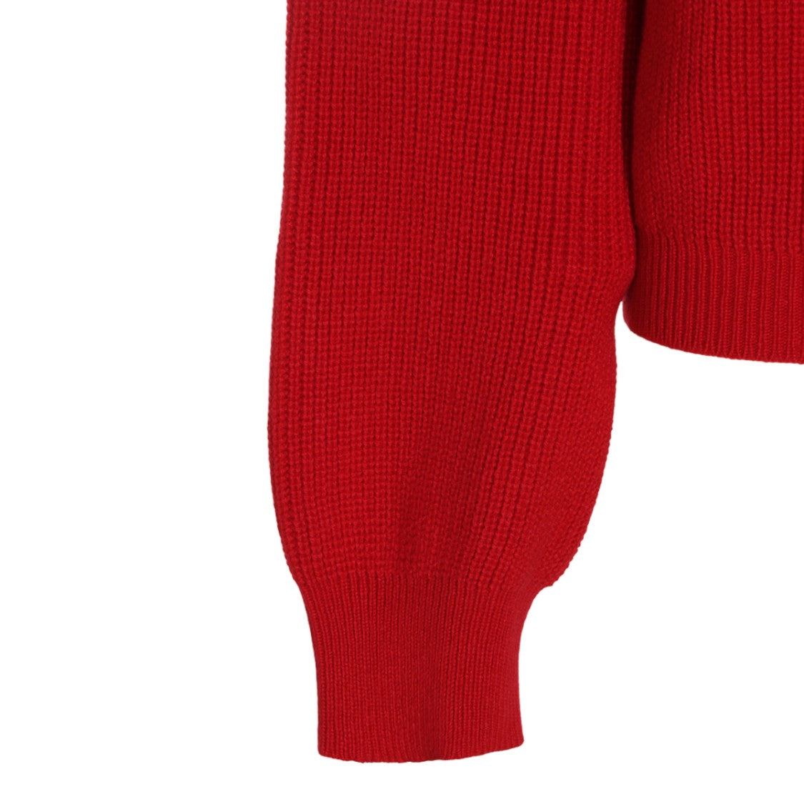 Malo Red Puffed Sleeve High Collar Turtleneck Sweater