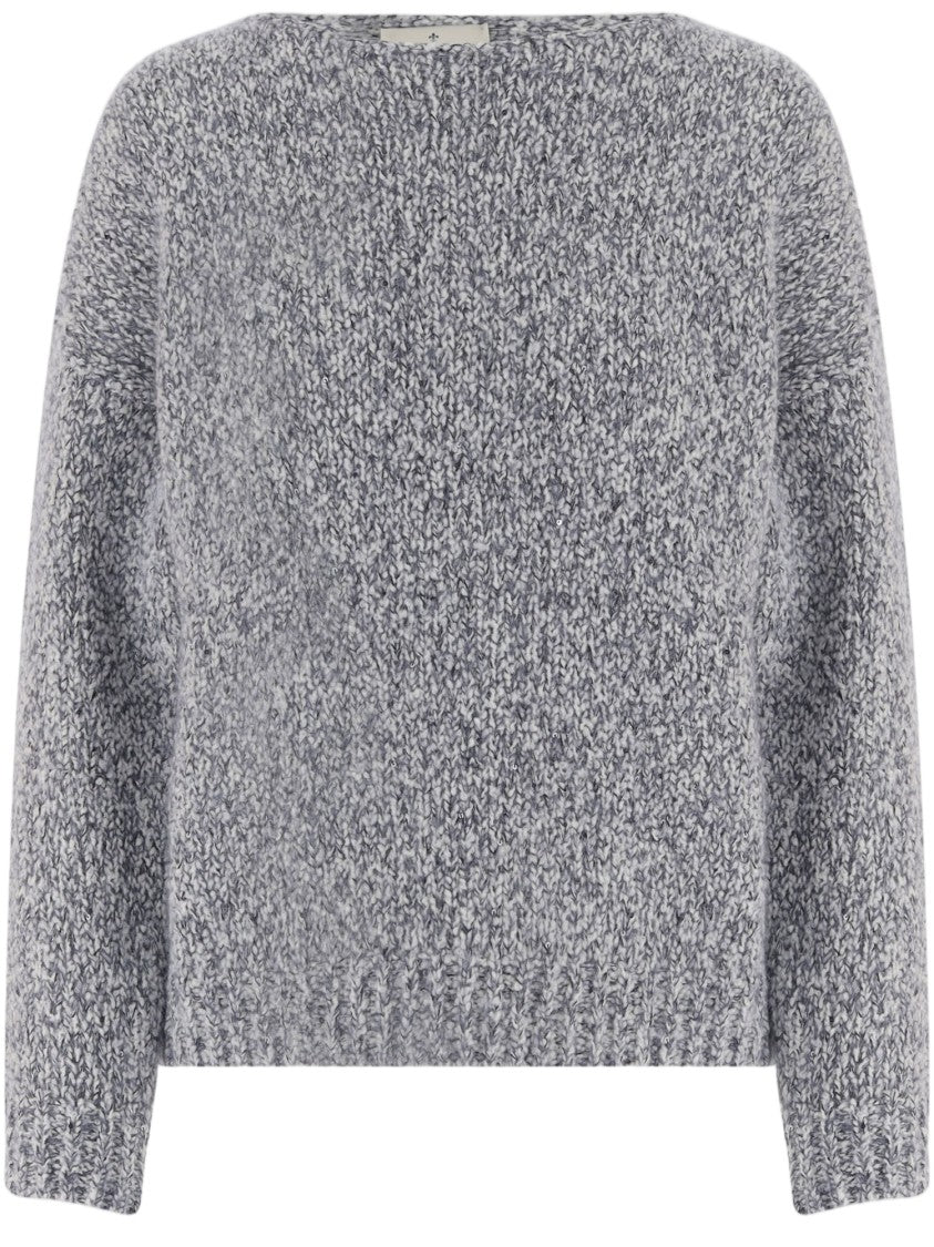 Bruno Manetti Gray Textured Virgin Wool-Blend Crew Neck Sweater