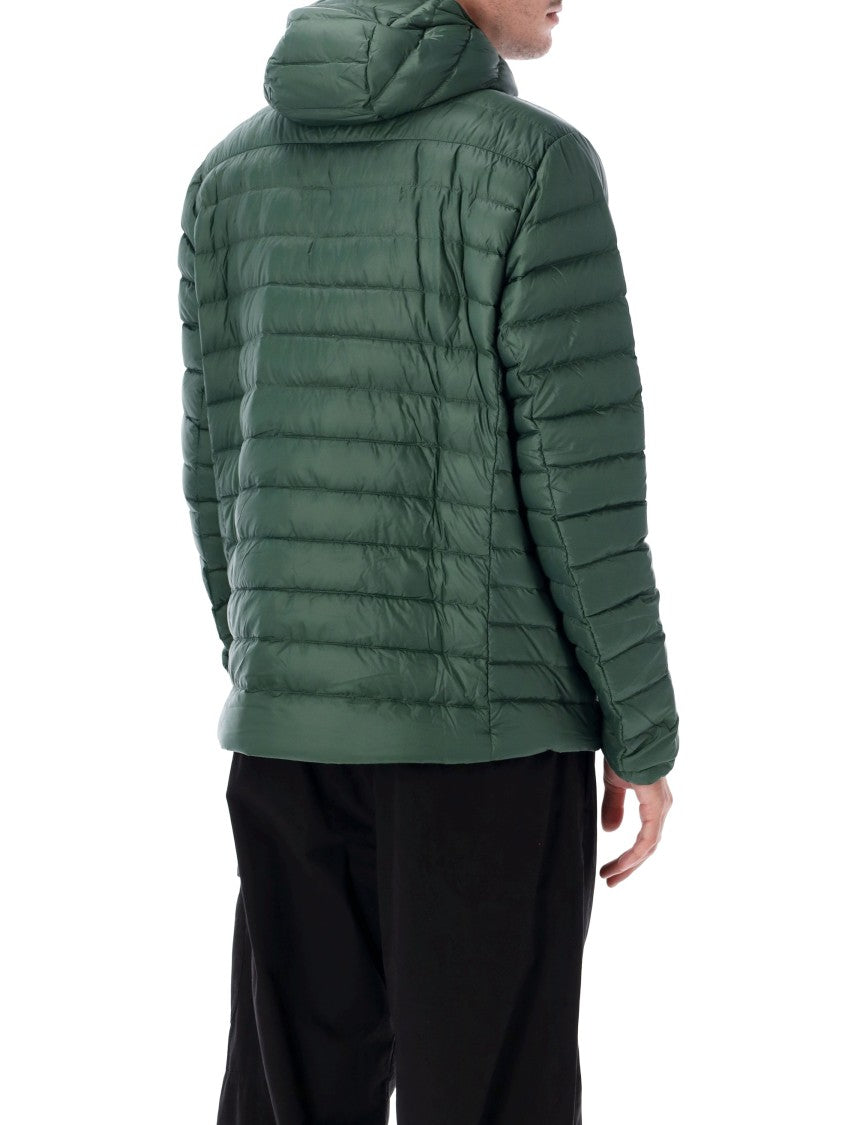 Patagonia Down Jacket With Fixed Hood And Recycled Nylon Fabric