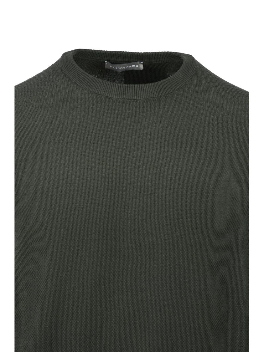 Filintrama Military Green Crewneck Cotton Sweater