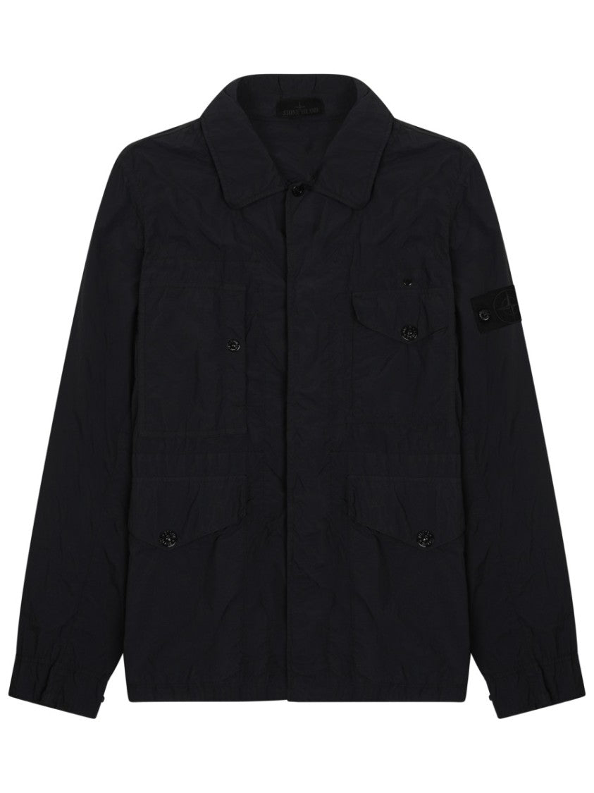 Stone Island Lightweight Black Jacket With Logo Patch