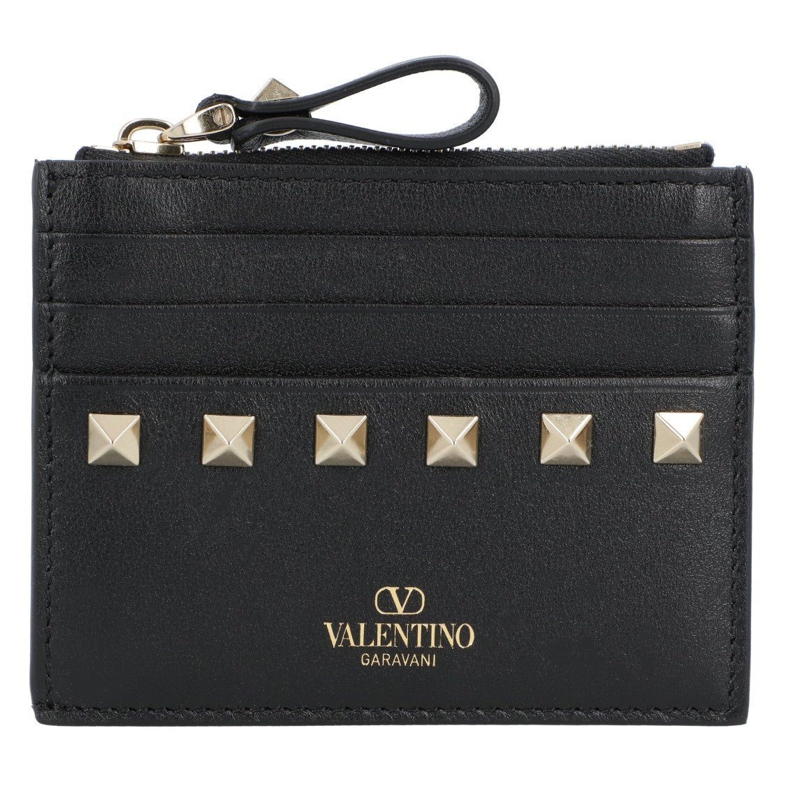 Valentino Rockstud Calfskin Card Wallet