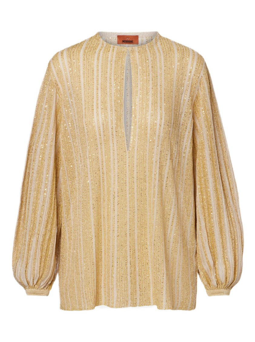 Missoni Gold Chevron Lamé Sequin Blusa