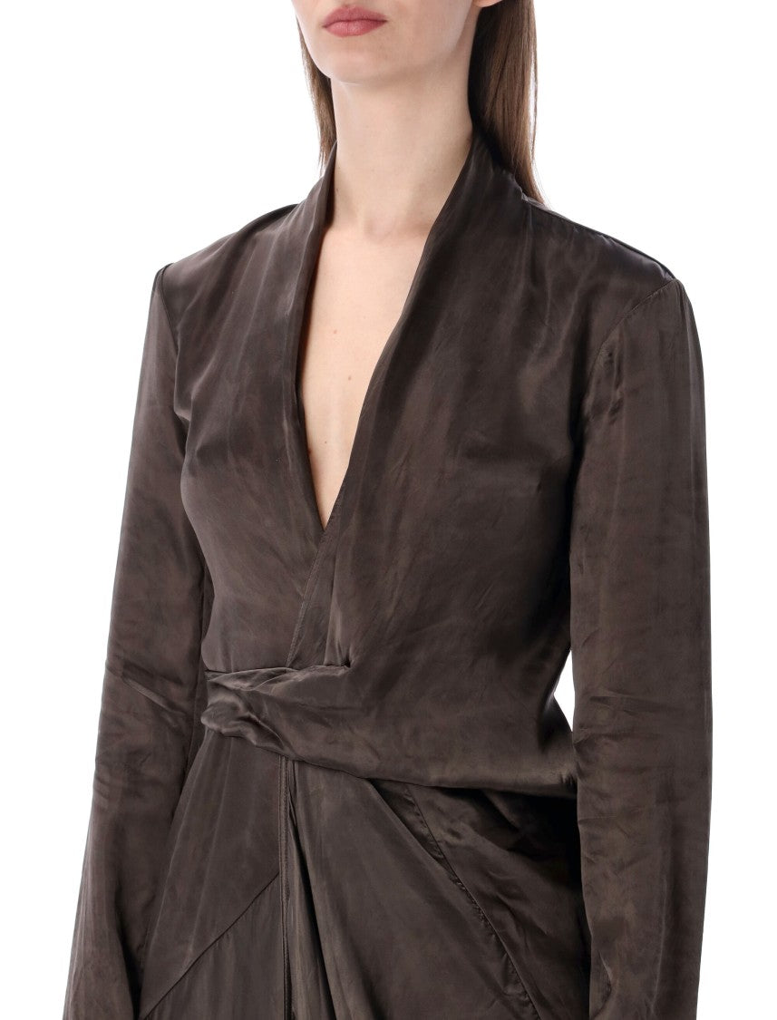 Rick Owens Long Wrap Cupro Gown
