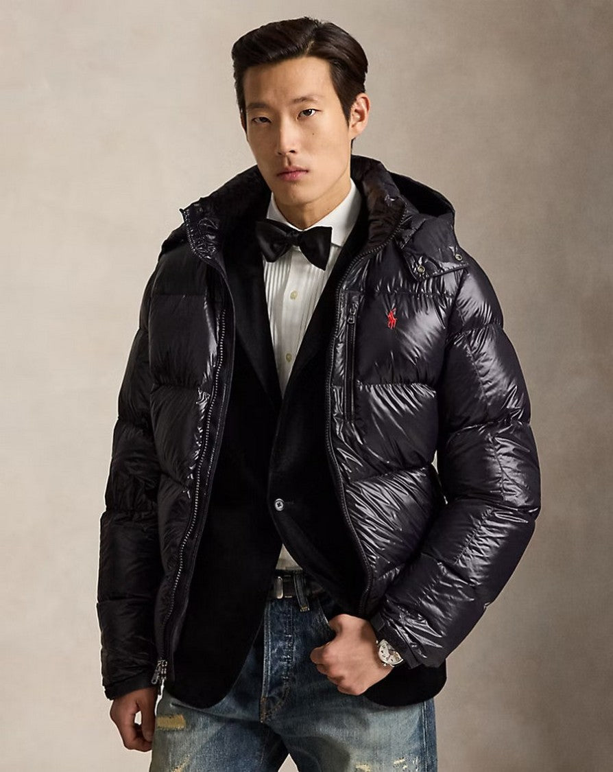 Polo Ralph Lauren Black Glossy Hooded Down Puffer Jacket