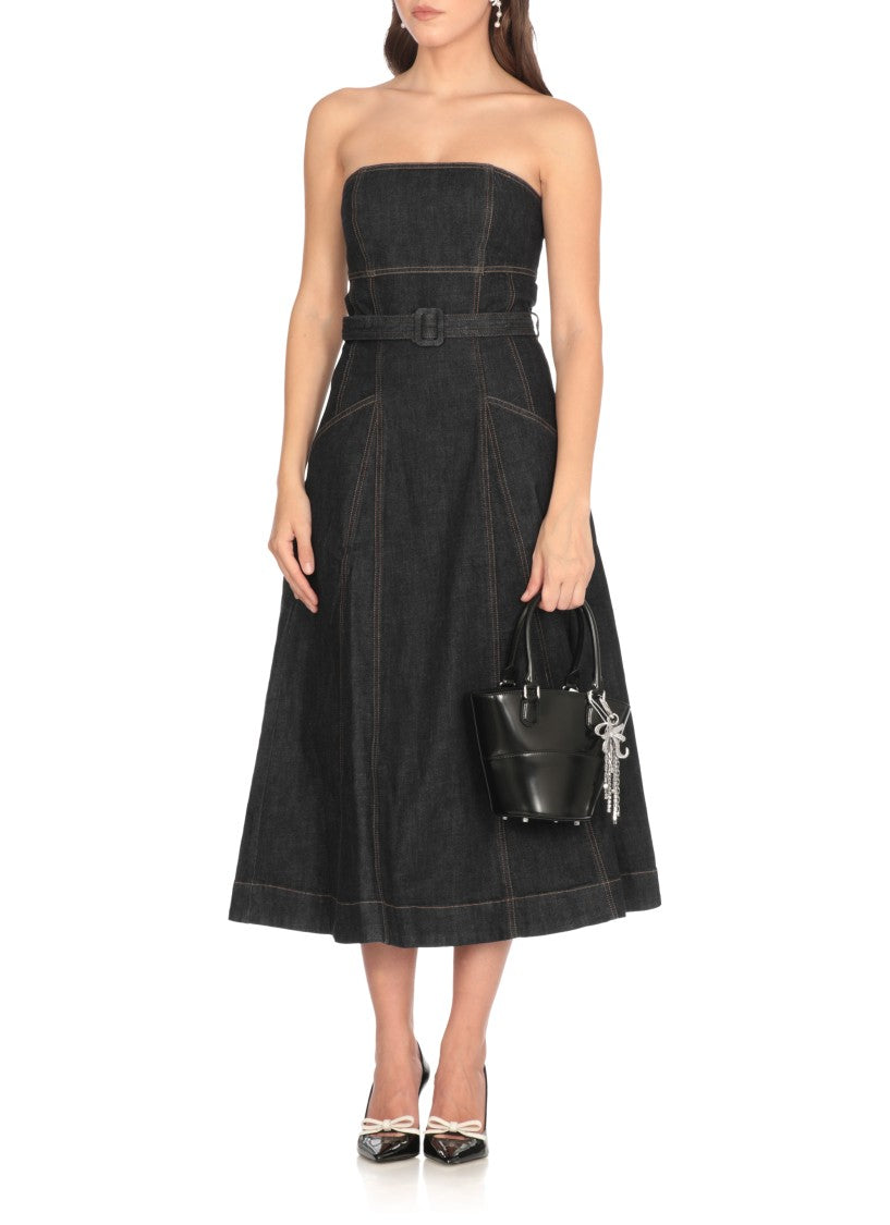 Self-Portrait Indigo Denim Bandeau Midi Dress