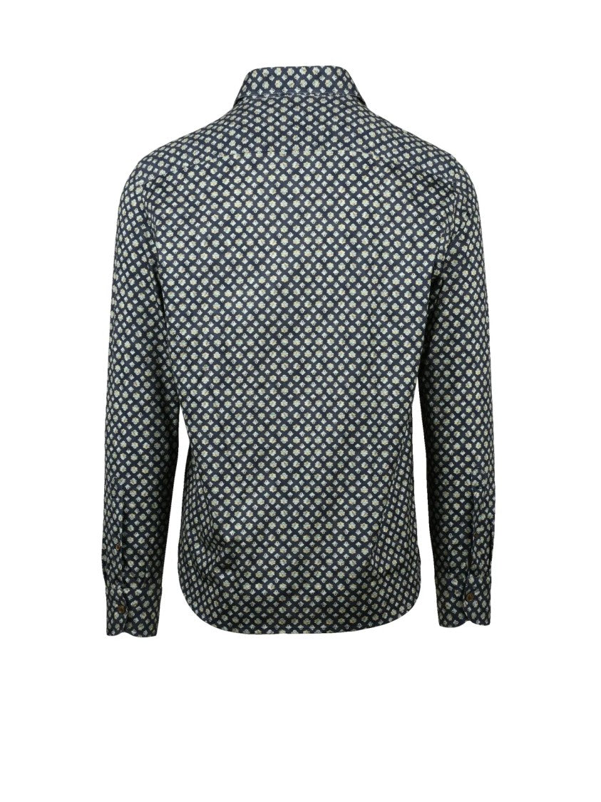 Sonrisa Fior Di Cotone Geometric Patterned Cotton Shirt With Button-Down Front