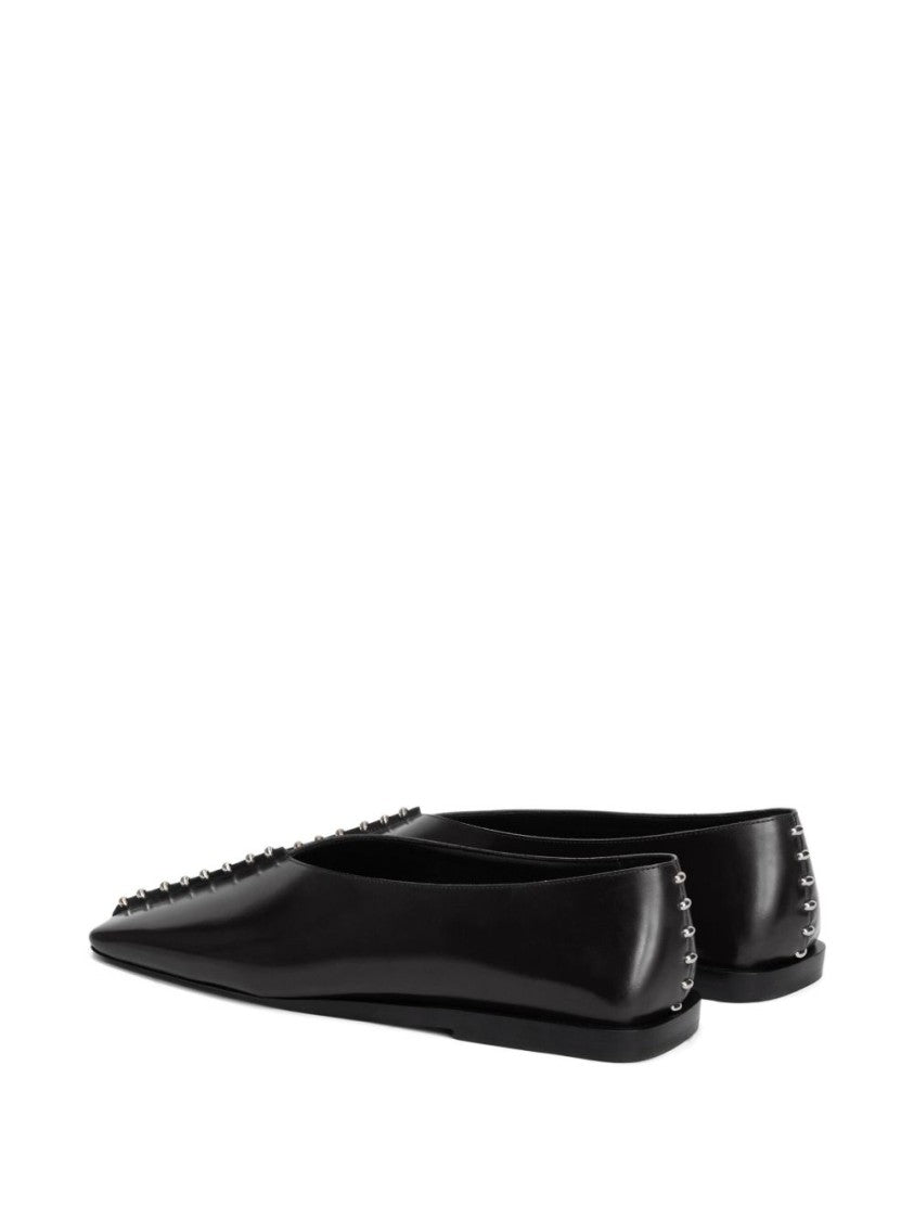 Jil Sander Black Ballerinas With Metallic Stud Accents