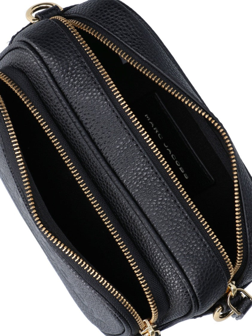 Marc Jacobs Compact Black Leather Crossbody Bag With Gold-Tone Accents